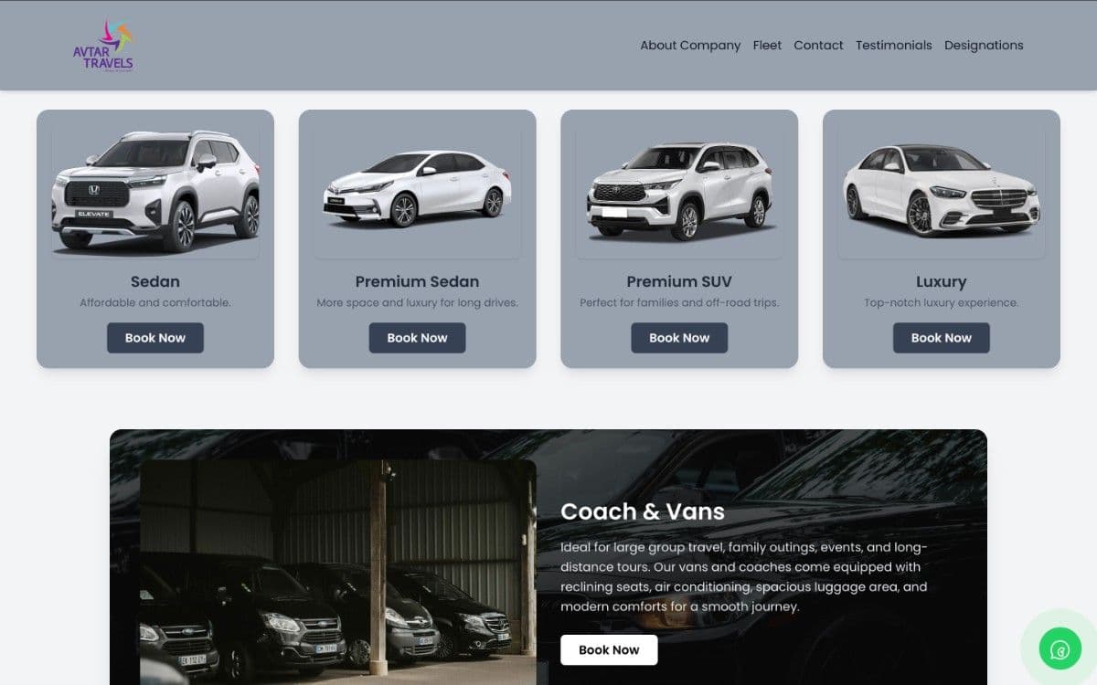 Avtar Travels – Premium Taxi & Travel Services Website – Professional travel service website for Avtar Travels, offering premium taxi and tour packages in Punjab.