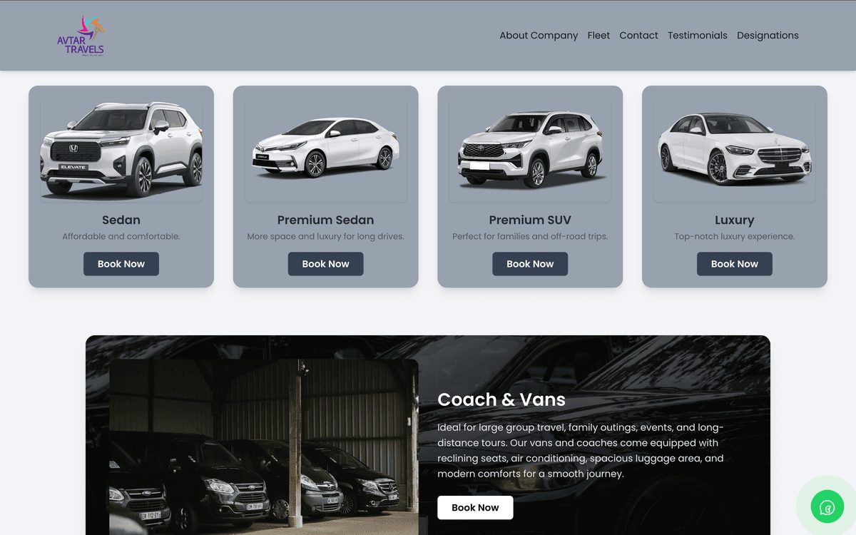 Avtar Travels – Taxi and travel service website for a Punjab-based premium operator.