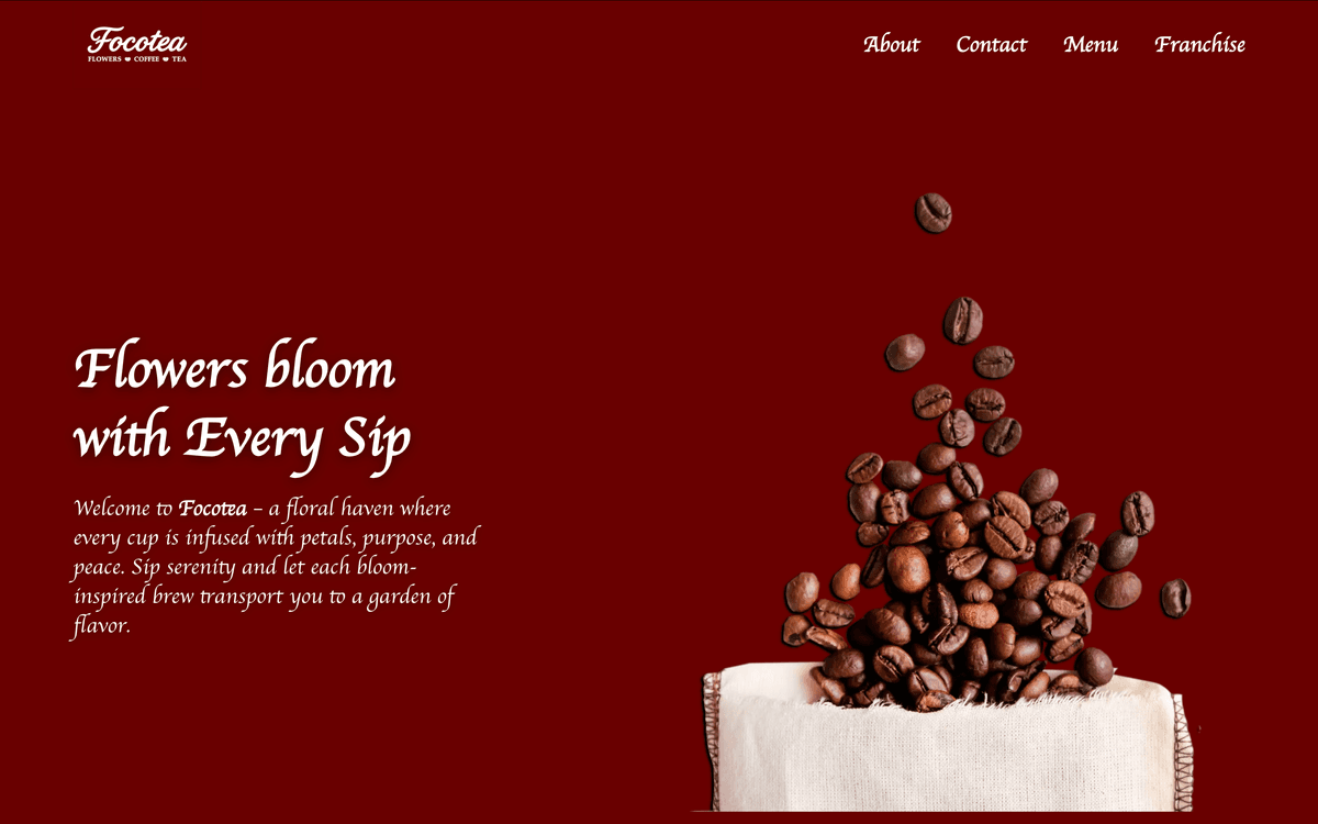 Focotea – A floral-themed café and coffee brand website based in Chandigarh.