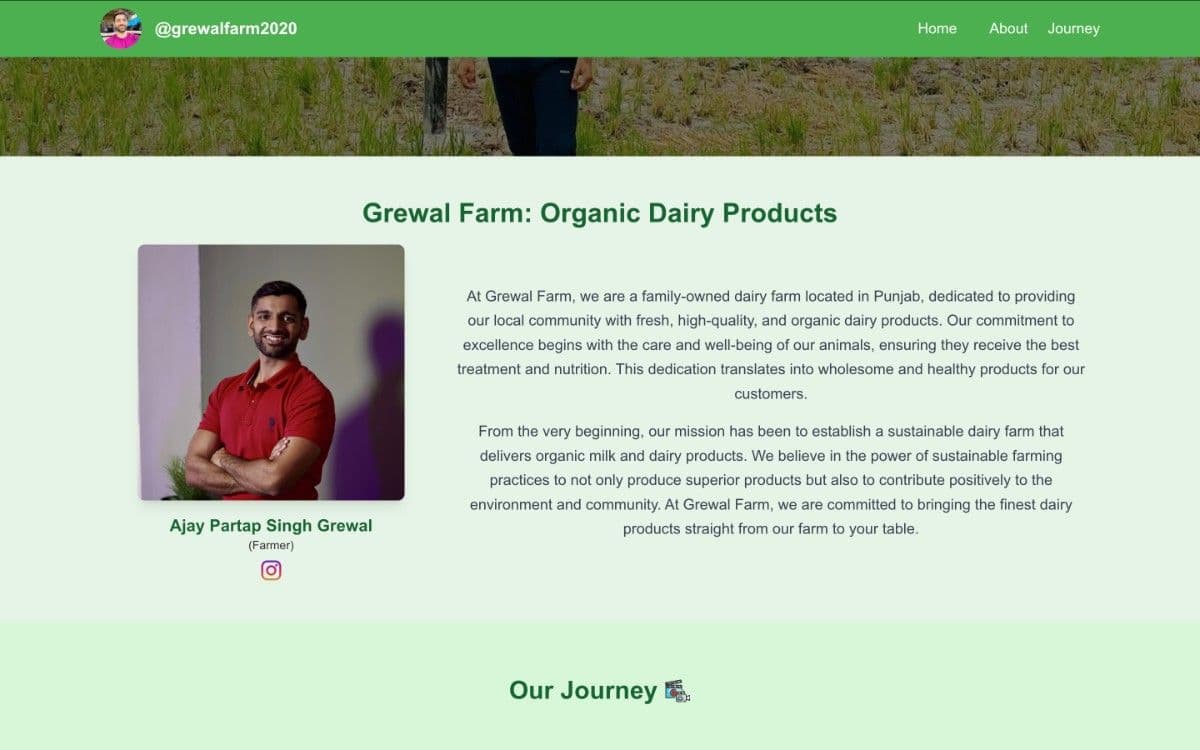 Grewal Farm – Dairy & Organic Farming Website – Corporate website for Grewal Farm, promoting organic dairy products and sustainable farming practices.