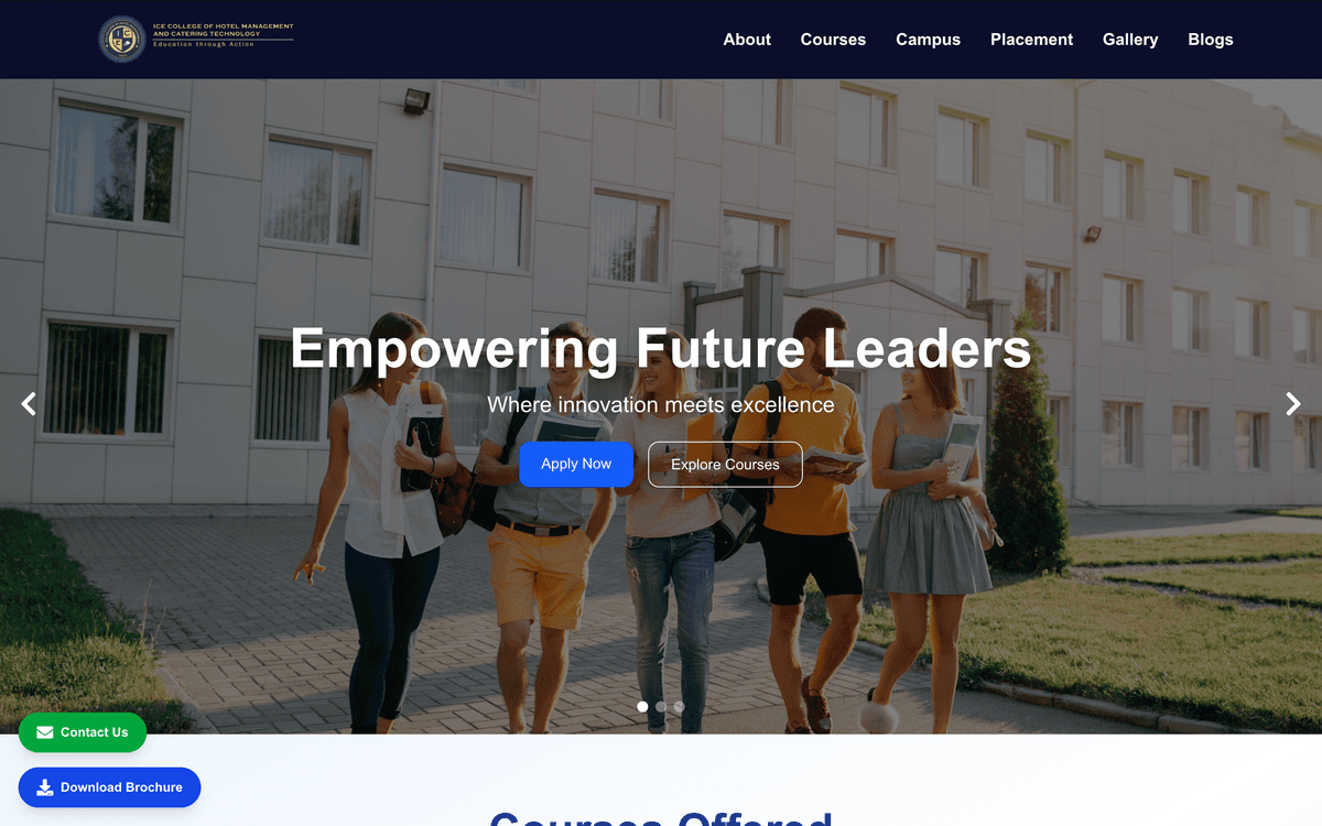 ICE College – A responsive college website built for a Mumbai-based education institute.
