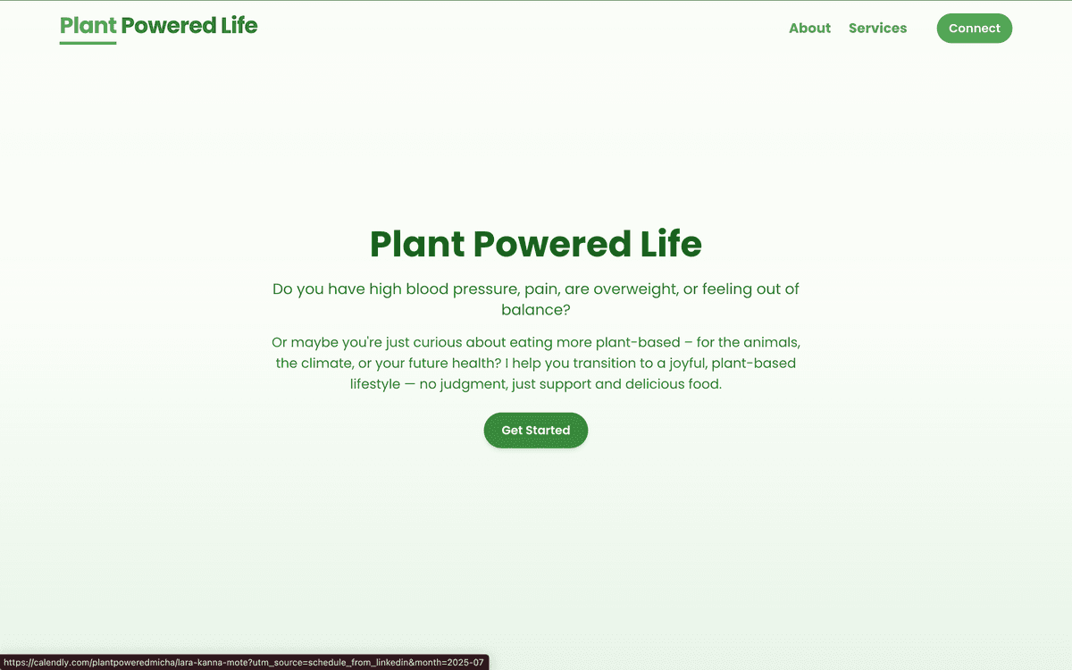 Plant Powered Life – Portfolio site for a certified dietician promoting plant-based nutrition.